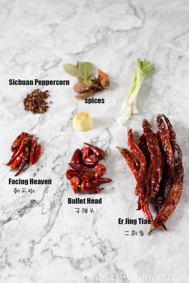 Chili oil from dried whole peppers ingredients | chinasichuanfood.comChili oil from dried whole peppers ingredients | chinasichuanfood.com
